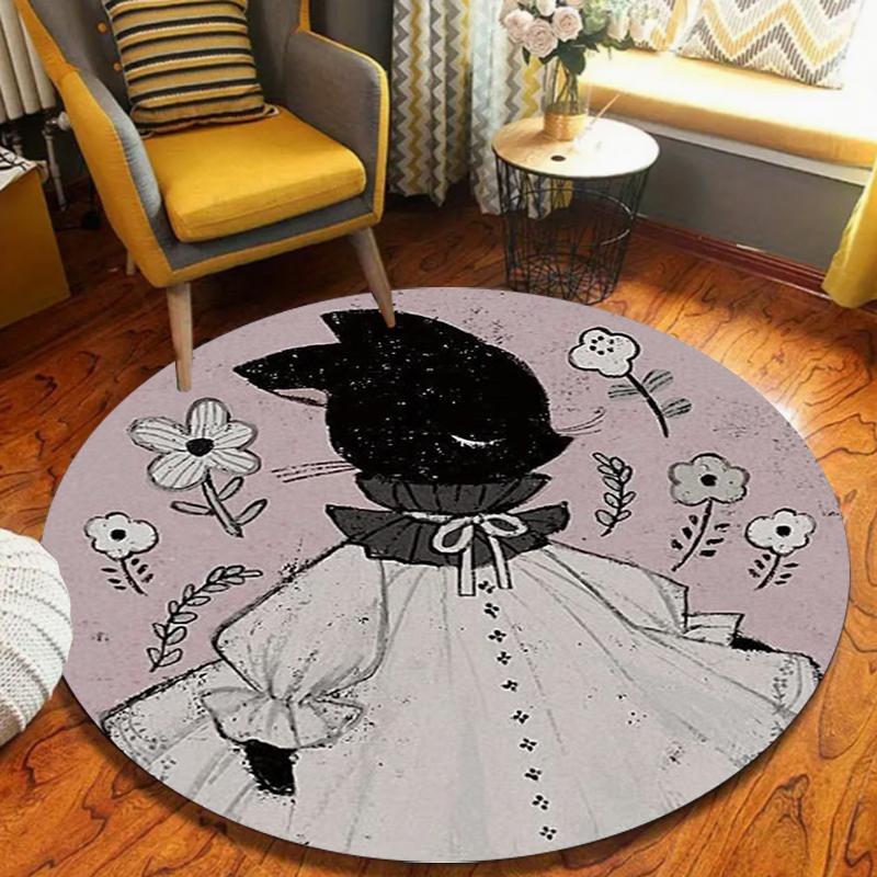 

Круглый коврик для пола с рисунком кошки, ковры, коврики, домашний декор, нескользящий, моющийся, винтажный стиль, декор гостиной, декор спальни 100cm