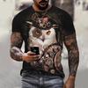 Fun Animal Owl 3D Print Summer Men's Round Neck T-shirt Casual Short Sleeve Oversized T Shirts Fashion Tee Tops Men Clothing