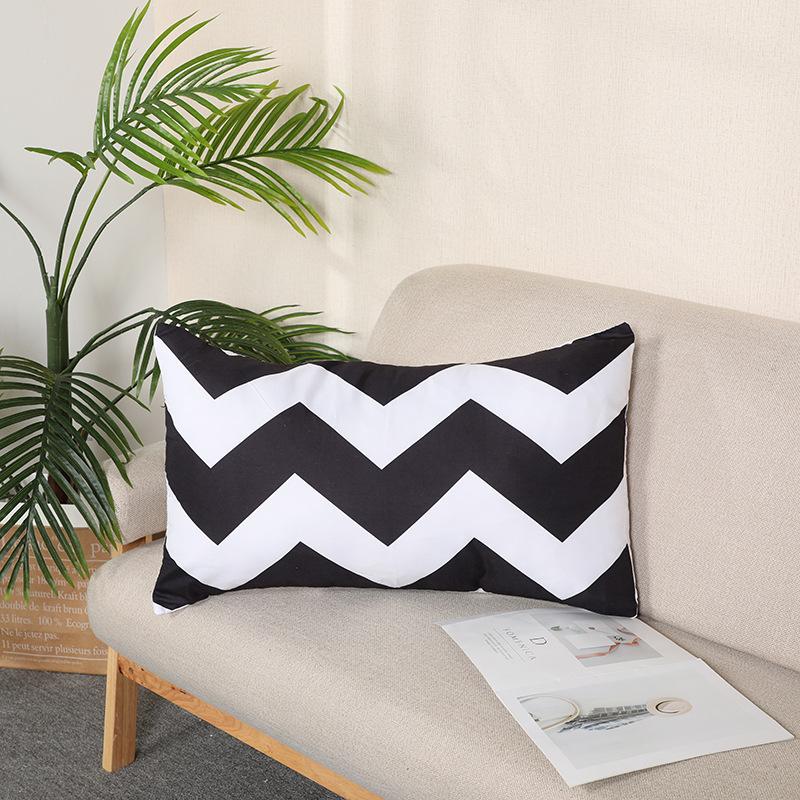 

Nordic Rectangular Pillow Black Geometric Cushion Living Room Sofa Chair Pillowcase Pillow Case Suede Geometric Pattern 45 * 70cm without zipper