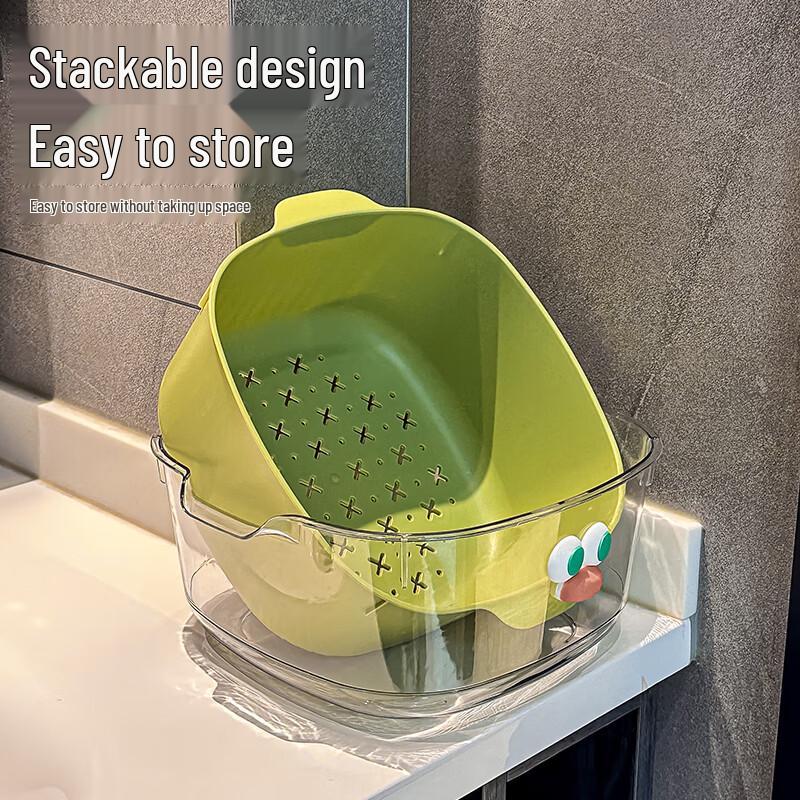 Cute Double-Layer Fruit Drain Basket