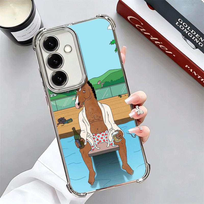 B-BoJack H-Horseman Funny Plating Phone Case For Samsung A17 A07 A37 A57 A16 A56 A15 A55 A14 A54 A13 A53 A26 A36 A25 A35 A24 A34