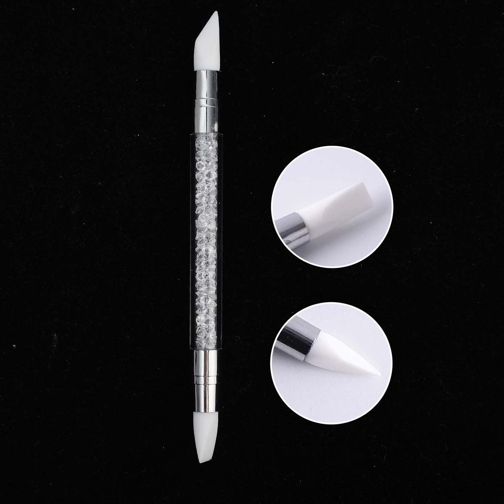 Double Head Silicone Nail Art Pen Carving Flower Sculpting Pen Adjustable Glue Stick Embossing Brush Professional Manicure Tools