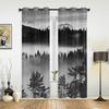 Black And White Fog In Mountains Window Curtains For Living Room Bedroom Luxury Modern Kitchen Curtains Fabric Drapes