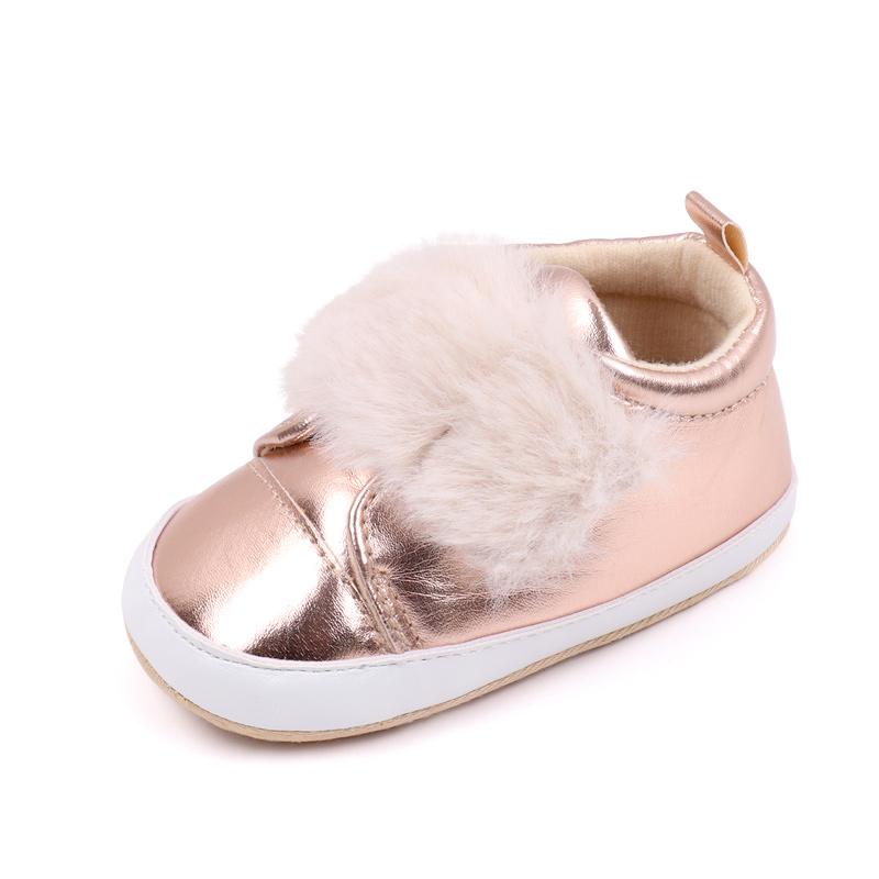 

Baby Shoes Beautiful Blingbling PU Soft Plushy Spring and Autumn Style Prewalking Newborn Toddler Sneaker Fashion BWJ3149 0-6 Months рожевий