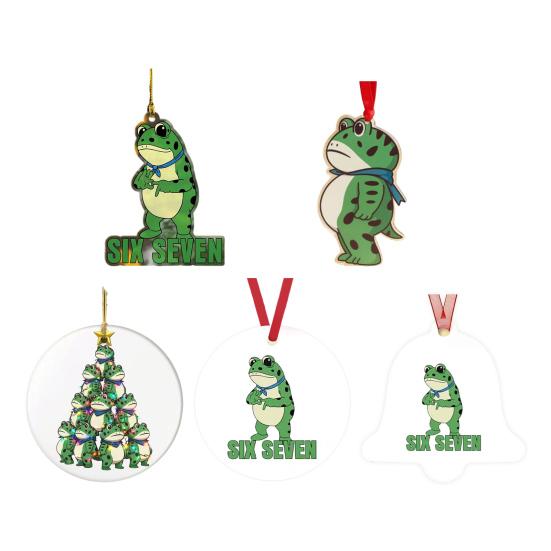 Frog Christmas Ornament Funny Frog Meme Christmas Decoration 2D Acrylic Holiday Keepsake for Xmas Tree Car Decor