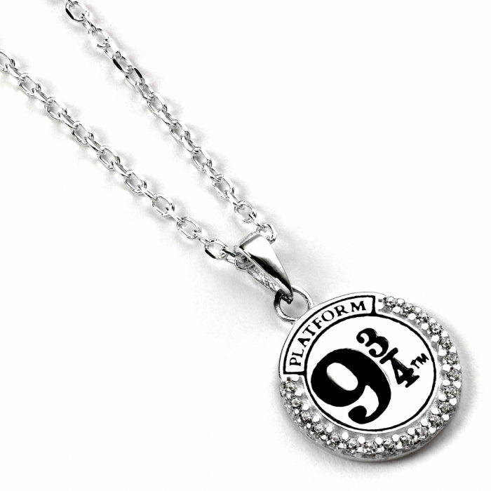 HARRY POTTER Sterling Silver Platform 9 3/4 Necklace with Crystals
