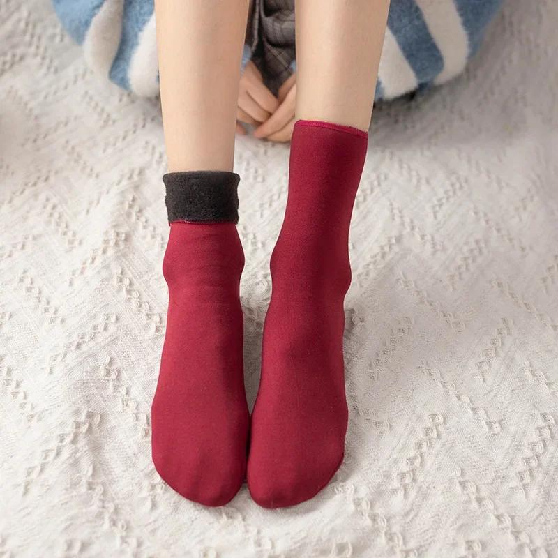 1-20Pairs Winter Women Thicken Warm Short Socks Thermal Cashmere Wool Socks Nylon Snow Velvet Boots Home Floor Calcetines Mujer