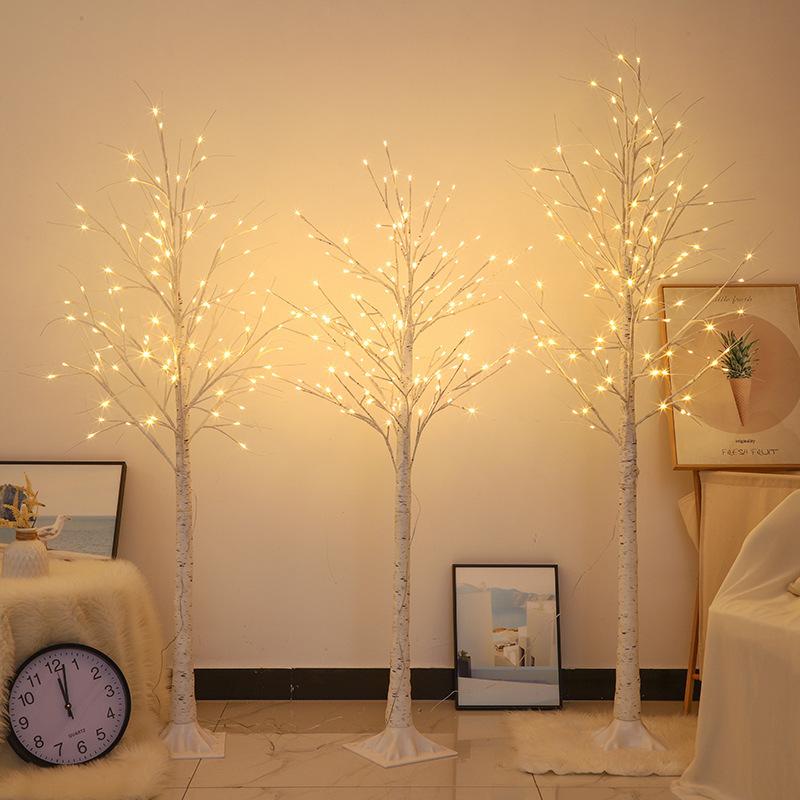 LED Artificial Birch Tree Light, Warm White Illuminated Birch Lamp, Indoor Home Christmas Holiday Decor Light