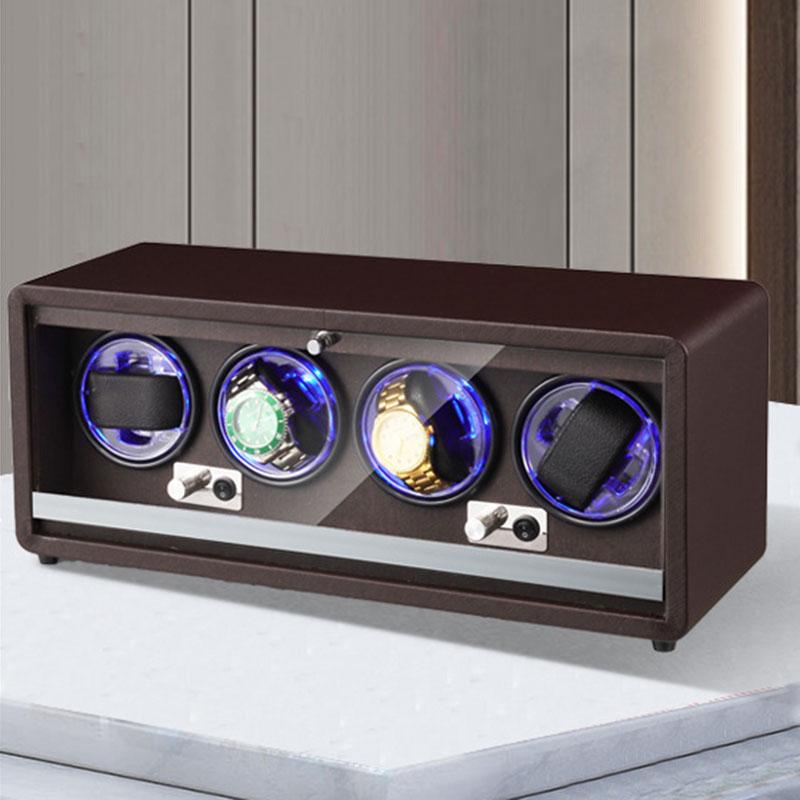 4 Slot Watch Winders Automatic Winding Watch Box Mechanical Wrist Watches Rotator Winding Device Leather Watches Winder