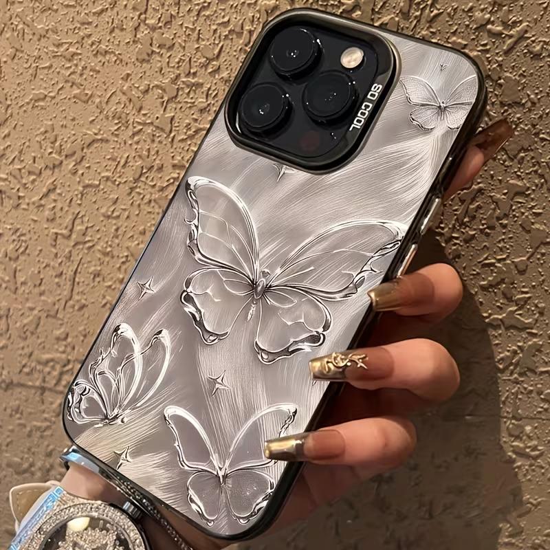 Phone Case for vivo Y400 Y04 Y03 Y78 Y36 Y100 Y27 Y17s Y16 V60 V50 V30e V40 V27e V29 S15 iQOO Z10 Pro Lite 5G Silvery Butterfly