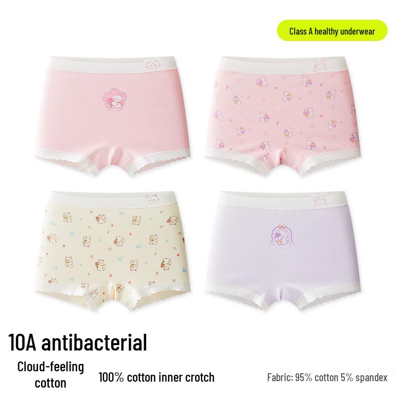 A-Grade Pure Cotton Girls' Boxer Briefs - No Wedgies, All-Cotton Crotch, Perfect for Small & Medium Kids