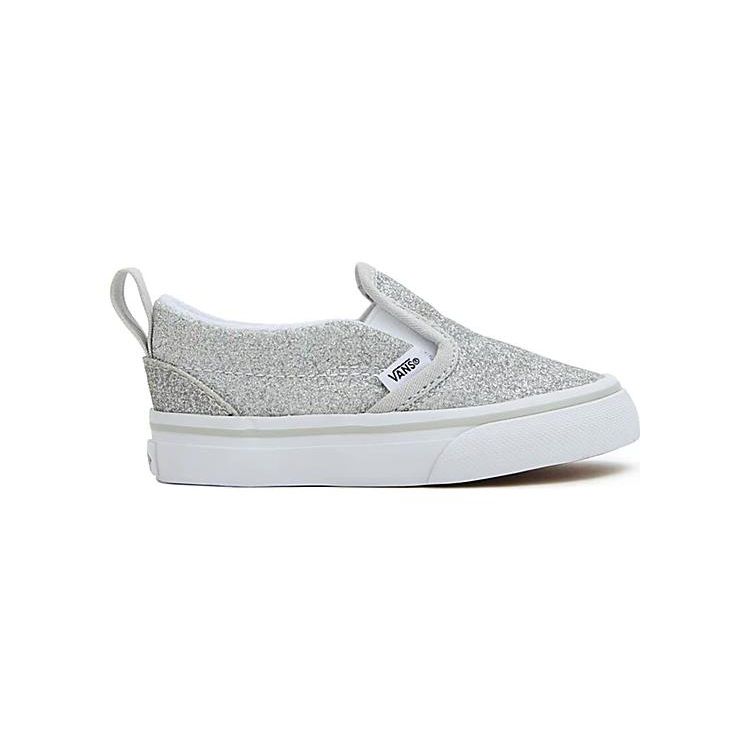 Vans Slip-On V Toddler Glitter - Silver Baby Sneakers True-White VN000UBSX1K