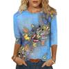 Herbst Rundhals T-Shirt Schmetterling Serie 3D Gedruckt Damen Bequemes Freizeit T-Shirt Top