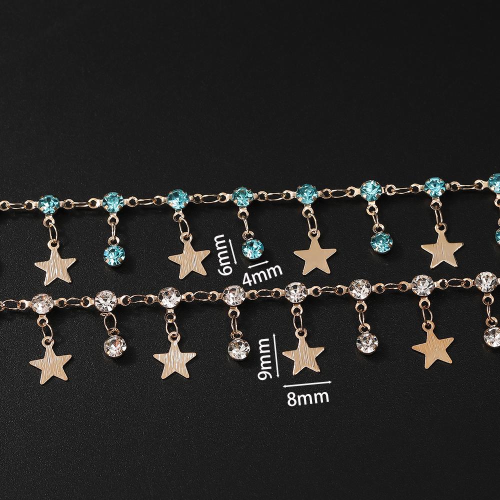 1Meter Star Chains Micro Inlay Crystal Stars Copper Chains for Handmade Bracelet Necklace Supplies DIY Jewelry Making Components
