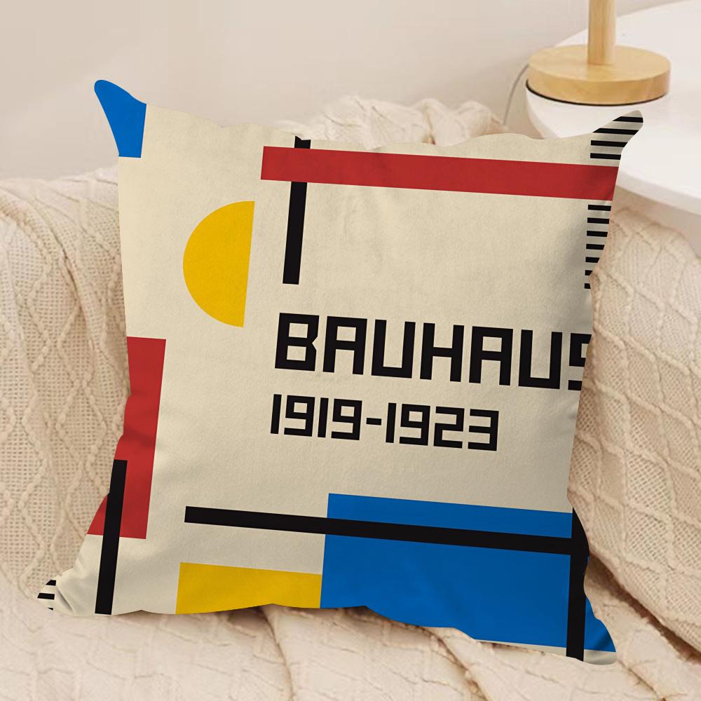 Bauhaus Trendy Lines Cushion Cover Silky Short Plush Invisible Zipper Dustproof Sofa Pillow Case for Home Decor
