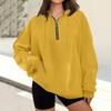 Women's Casual Fashion Long Sleeve Solid Color Zip Hooded Sweatshirt Top With Pocket