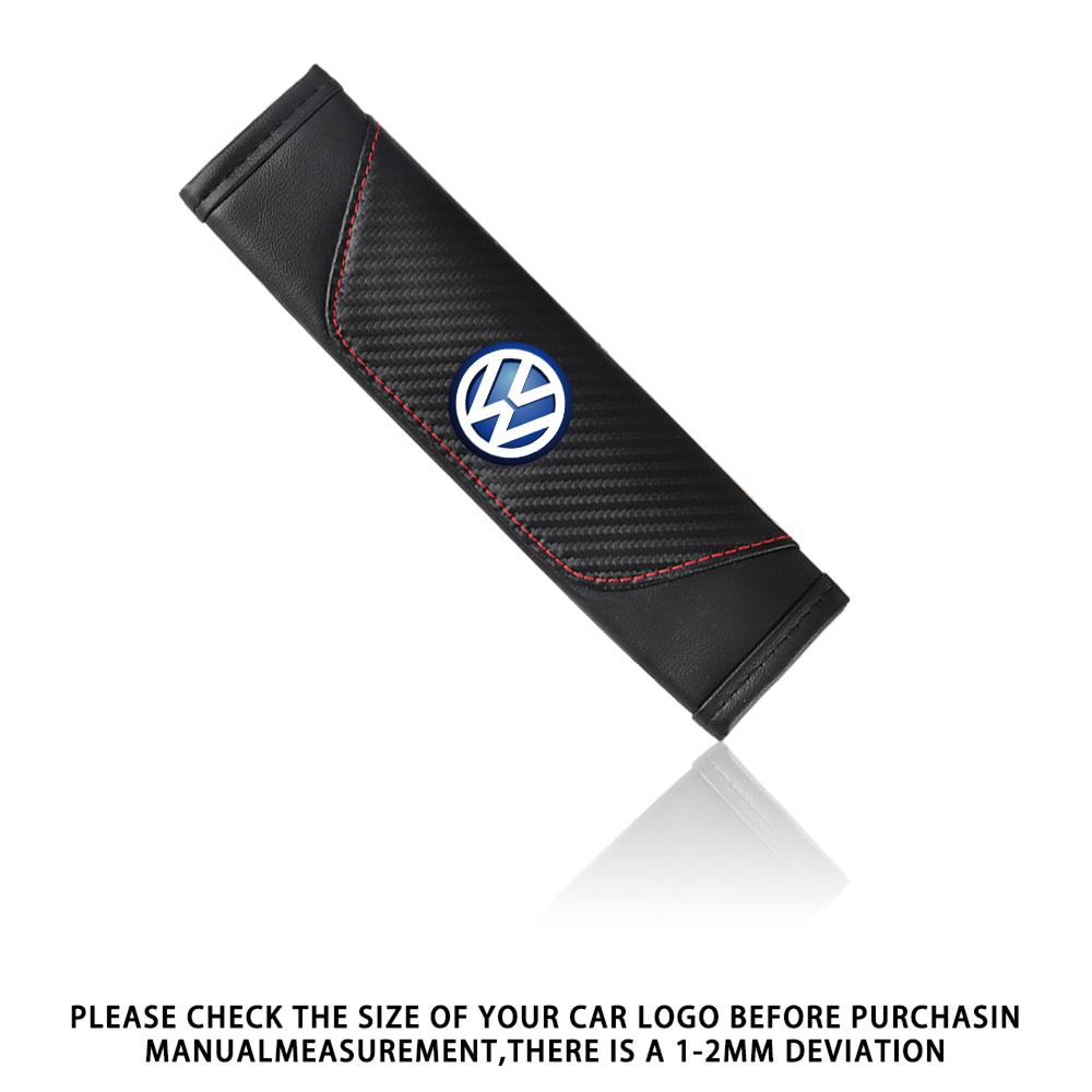 T281/2PCS Color Blocked Leather Car Seat Belt Shoulder Pad Protection Accessories Valve Cap For Volkswagen Golf Passat MK4 Jetta B6