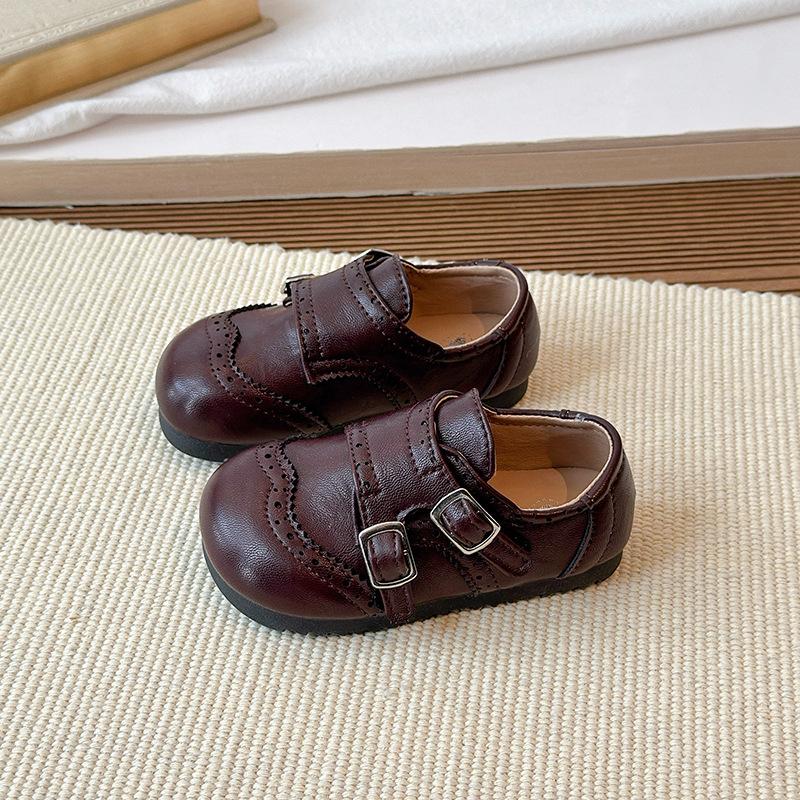 

Kids Spring British Soft Sole Princess Shoes Girls Magic Strap Casual Flats Boys Classic size 23 коричневый