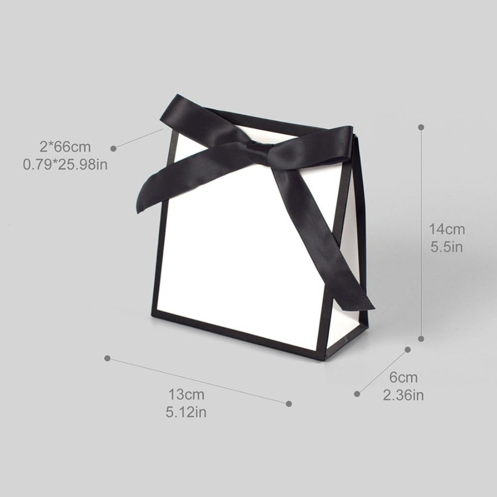 

10 шт. Черно-белые подарочные пакеты с лентой-бантом, картонная бумага, сумка для шелкового шарфа, сумки для подарков на день рождения white-S