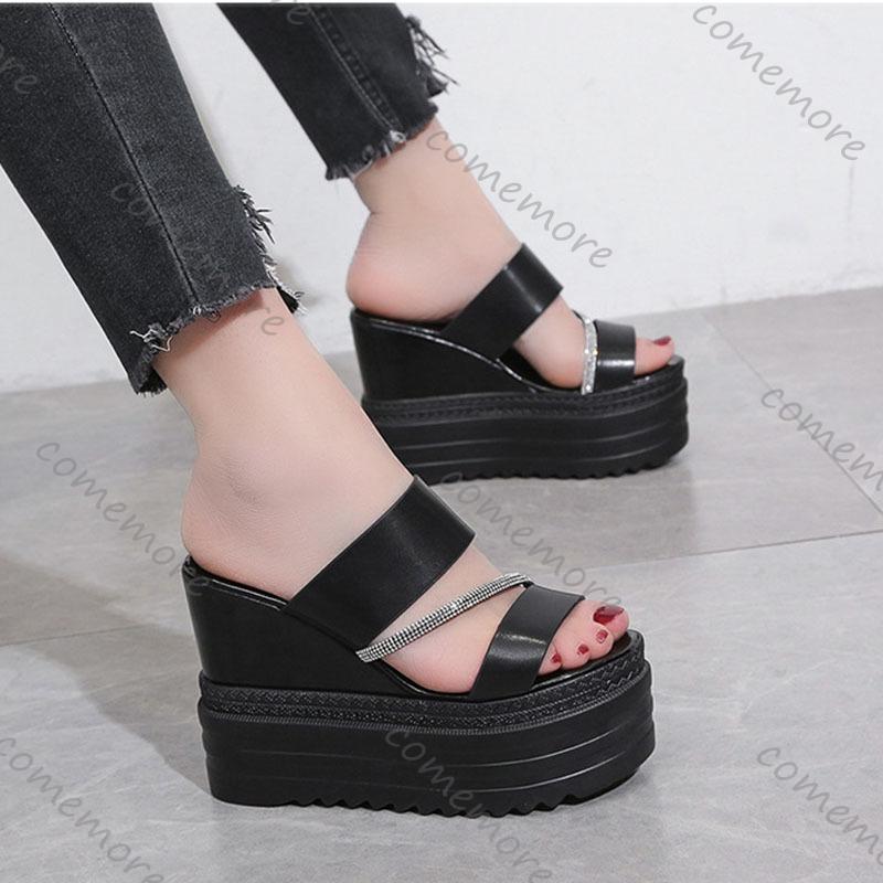 Fashion Comemore Increase Height Thick Bottom Sandals Fashion Wedges 10cm Super High Heel Women Shoes Casual Fish Mouth Sandal Slippers
