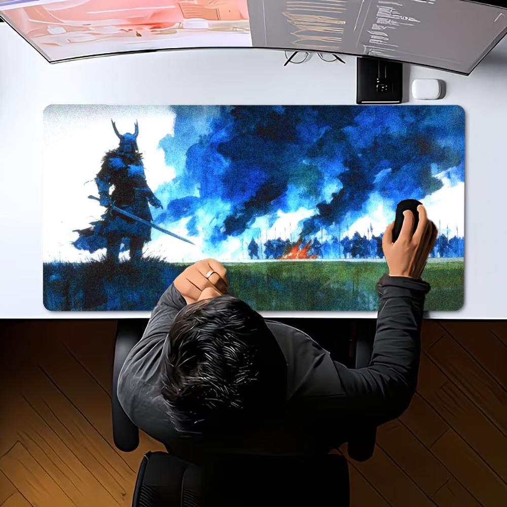 Large Gaming Mouse Pad XXL Vintage Medieval Warrior Knight Castle Silhouette Desk Mat Non-Slip Rubber Computer Keyboard Mouse