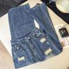 American Retro High Waist Ripped Jeans for Women - Loose, Slimming, Wide Leg
