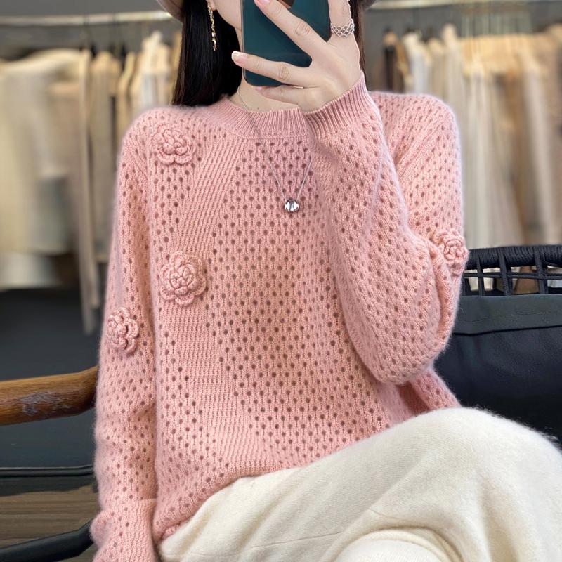 Women Sweater 100% Wool MODERN NEW SAGA O-neck Knit Pullover Thick Winter Jumpers Female Knit Tops