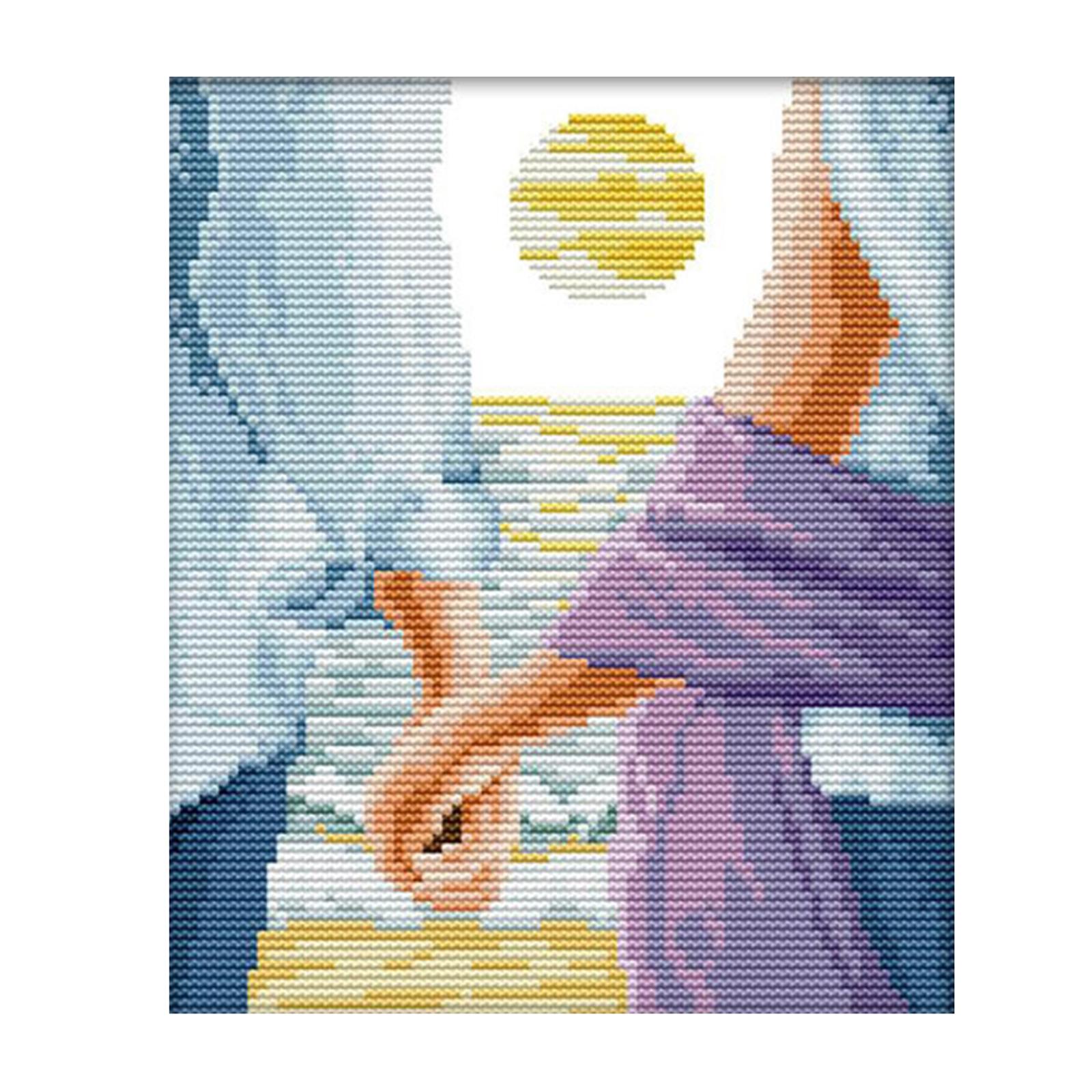 

Cross Stitch Kits Stamped Full Range of Embroidery Starter Kit for DIY Stamped Crossstitch Supplies - Blue Love 14CT