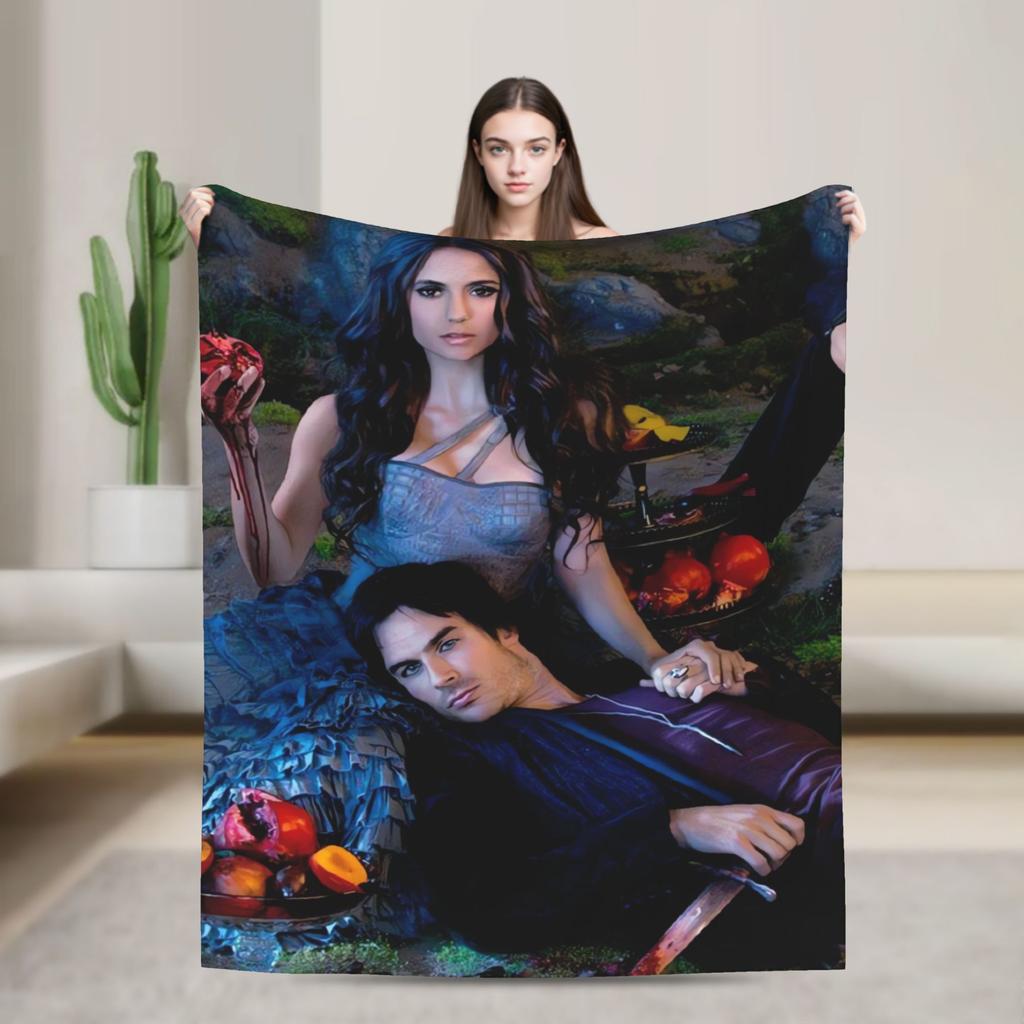 Soft Warm Blanket Decorative The Vampire Diaries Bedding Throws Flannel Bedspread For Couch Bed Pattern Sofa Bed Cover