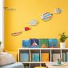 Ocean Theme Wall Art 5Pcs Wooden Fish Decor, Rainbow Striped Tropical Ornaments with 3D Kids Room Decoration Embossed Texture, Lightweight Coastal