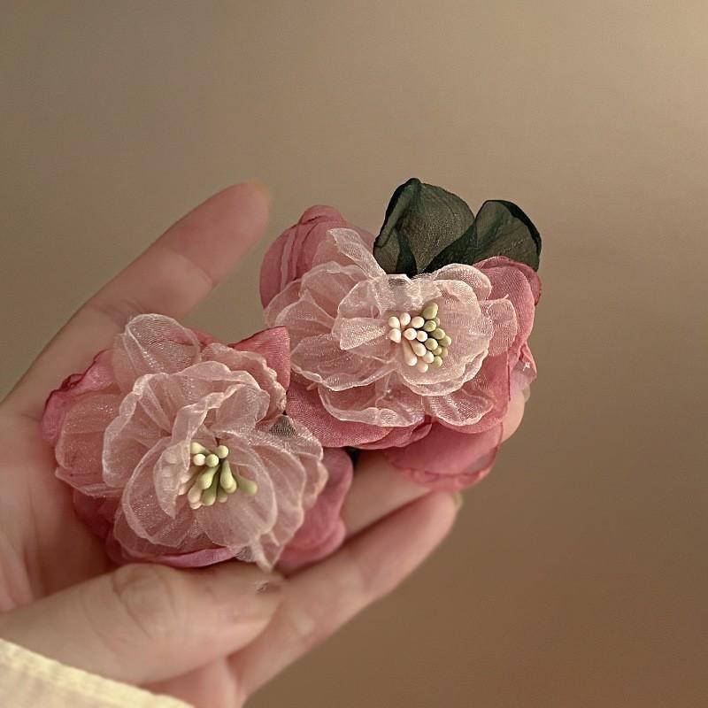 Mesh Flower Earrings Retro Small Fresh Personalized Versatile Stud Earrings Trendy New Design Earrings