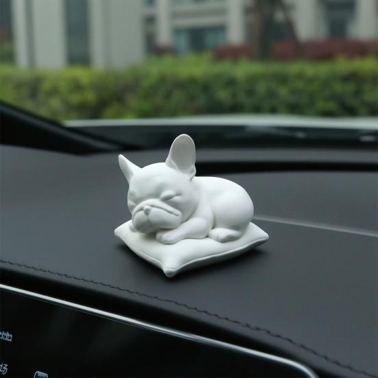 3D Printed Bulldog Figurine, Cute Sleeping Dog Statue, Collectible Animal Ornaments for Car, Office Desk Decor