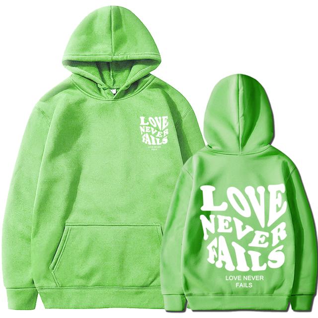 Love Never Fails Print Letter Hoodies Men/Women Sweatshirt Black Autumn Vintage Oversized Harajuku Loose Tops Casual Pullovers
