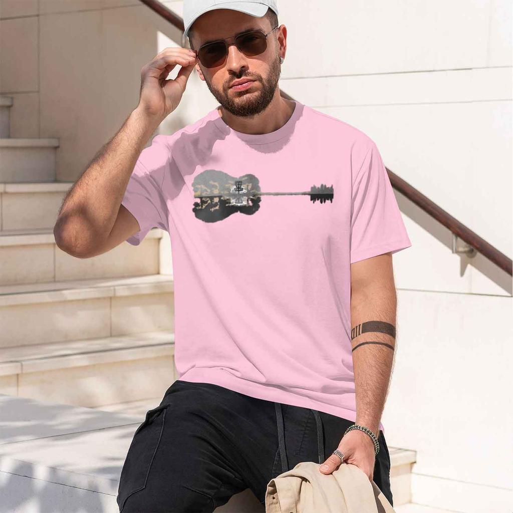 Vintage Guitar Lake Mountain Forest Reflection Silhouette Tee Country Nature Lover Casual Unisex Shirts For Unisex 2026 New Model S