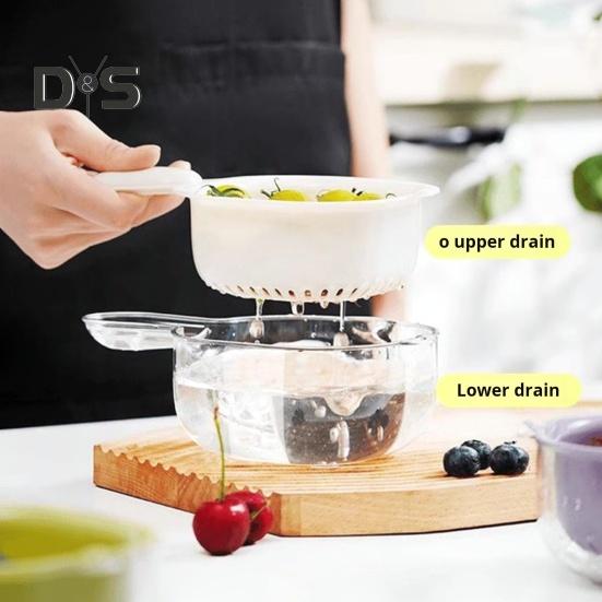 2/3 stk doble lags avløpskurver med håndtak BPA-fri multifunksjonell fruktsil avløpskurver med håndtak