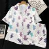 Casual Cartoon Bear Ice Silk Pajamas Girl Summer Thin Short-Sleeved Shorts Can Be Worn Outside Loungewear Suit