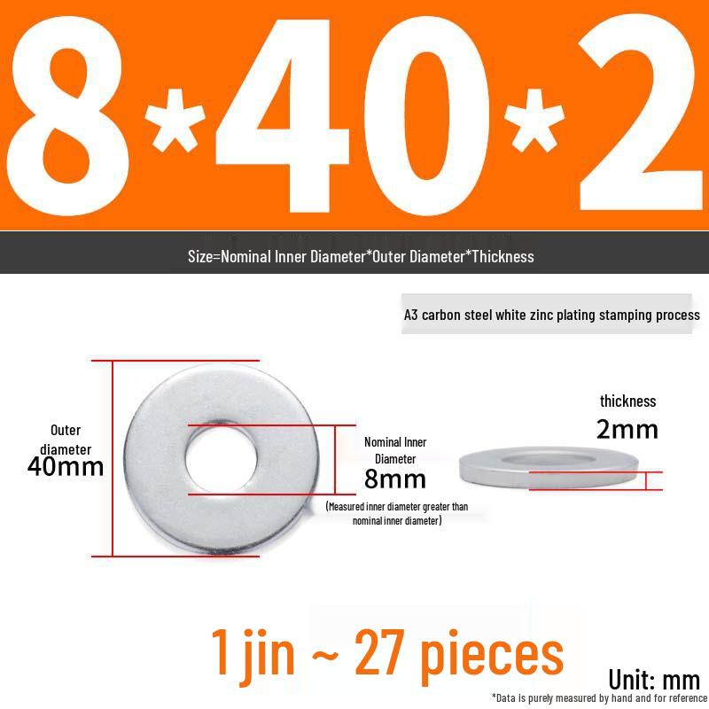 Extra Large Galvanized Metal Flat Washer - Thickened Round Screw Washer M6-M16