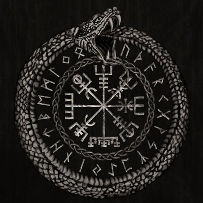 Viking rune tapestry ouroboros ancient symbol 75x100