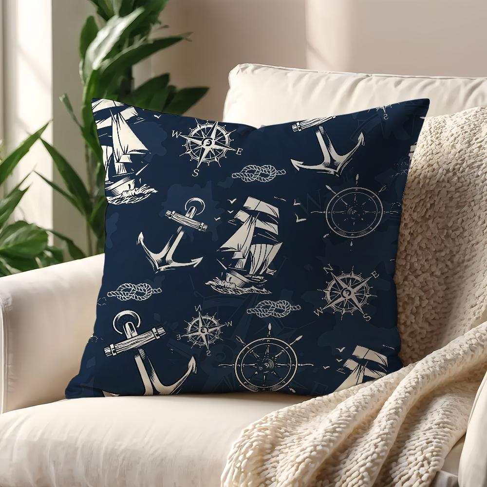 Navigation Ship Anchor Cushion Cover Decoration Room Shop Car Best Home Office Coffee Pillow Sofa Printing Nordic Simplicity Hit
