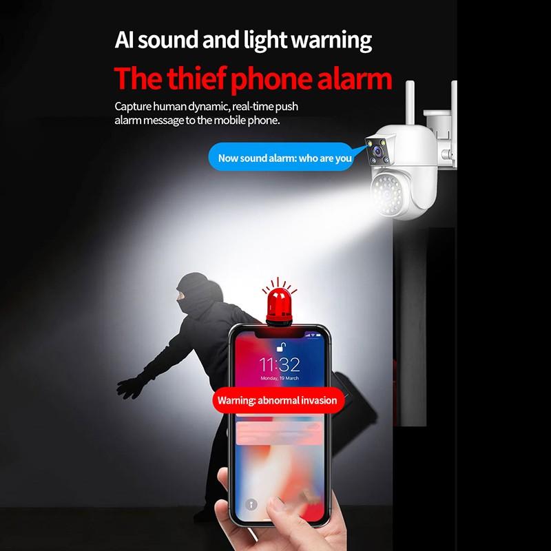 Outdoor Dual Lens 4K Überwachung Home Security CCTV Kamera Drahtlose WIFI IP Kamera Unterstützung Zwei-Wege Audio Eingebautes mikrofon