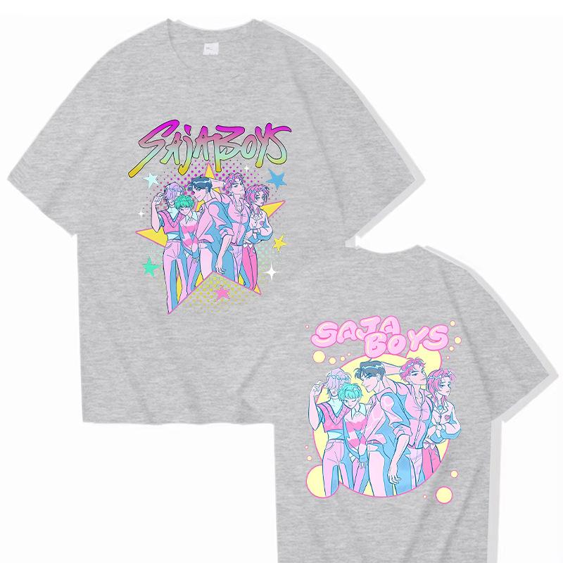 KPop Demon Hunters Printed T-shirt Casual Round Neck Top Short Sleeved Shirt 5989