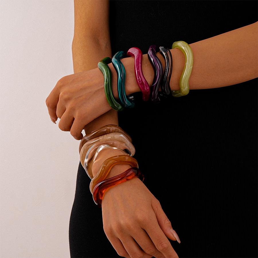 Europäischer & Amerikanischer Acryl Verwischter Geometrischer Kreis Offener Armreif - Vintage, High-End Schmuck für Frauen