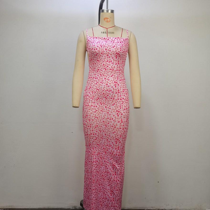 Spring and Summer Women's New Sexy Slim Backless Suspender Floral Dress for Women