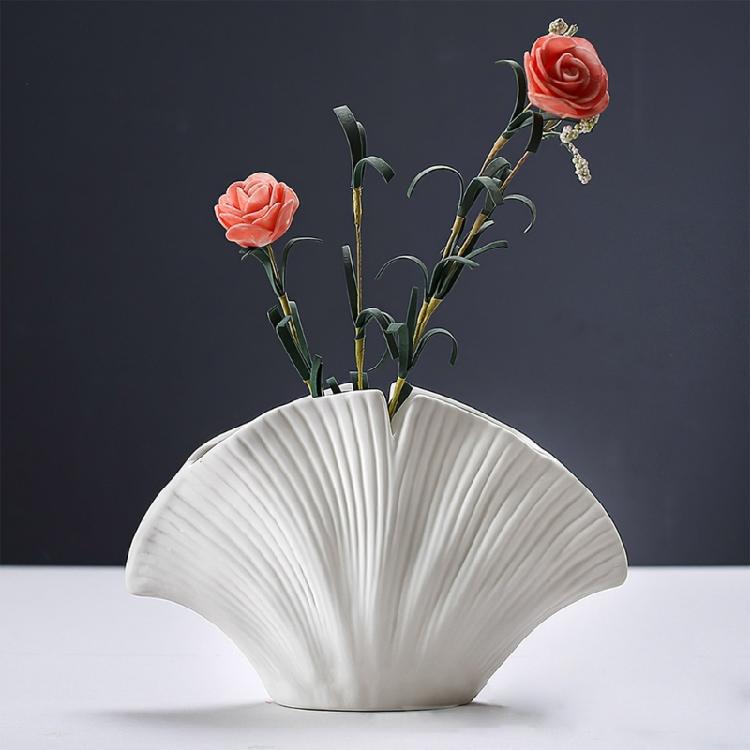 Modern Resin Art Flower Vases Coastal Clam Shell Shape Decorative Vases for Aesthetic Living Room Centerpieces Decors