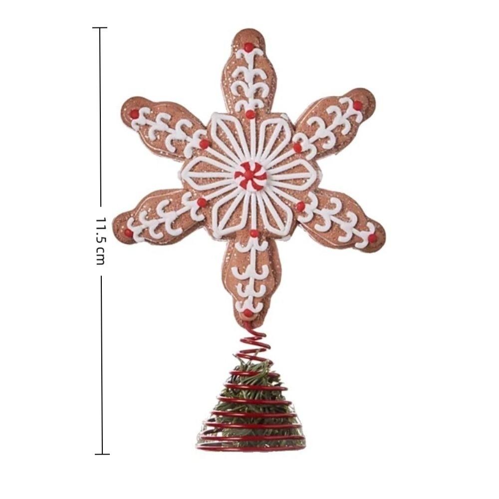 11.5CM Christmas Gingerbread Tree Topper Exquisite Sturdy Christmas Snowflake Treetop Ornament New Year Christmas Tree Topper