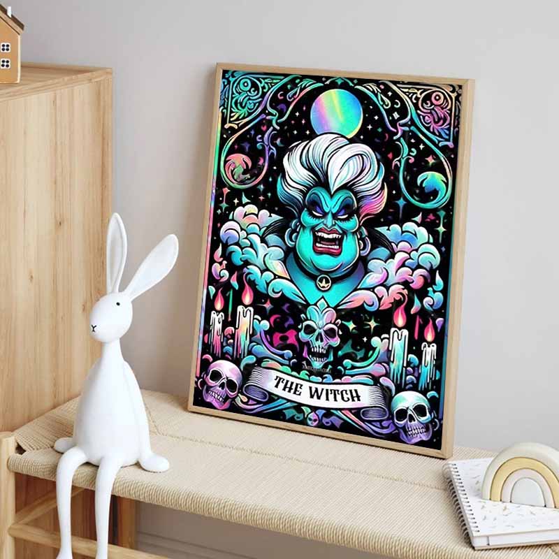 Disney 5D DIY Diamond Painting Ursula Dark Neon Tower Illustration Full Circle Diamond Mosaic Cartoon Dog Embroidery Art Painting Home Decor