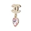Chanel Pink Heart Crystal Pearl Metal Earrings Women Earrings Gold AB9100-B08566-NJ004
