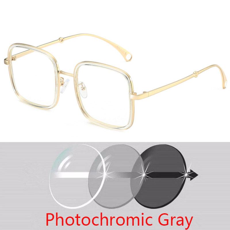 -1.0 -1.5 -2.0 -2.5 -3.0 Bis -6.0 Damen Herren Mode Quadratische Kurzsichtigkeitsbrille Übergroße Brille Studenten Metall Klare Gläser