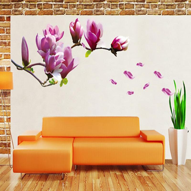 Magnolienblüten Wandaufkleber Kreativer Modischer Wandaufkleber Abziehbar und Aufklebbar Tapete Heimdekoration Abnehmbare Wandkunst