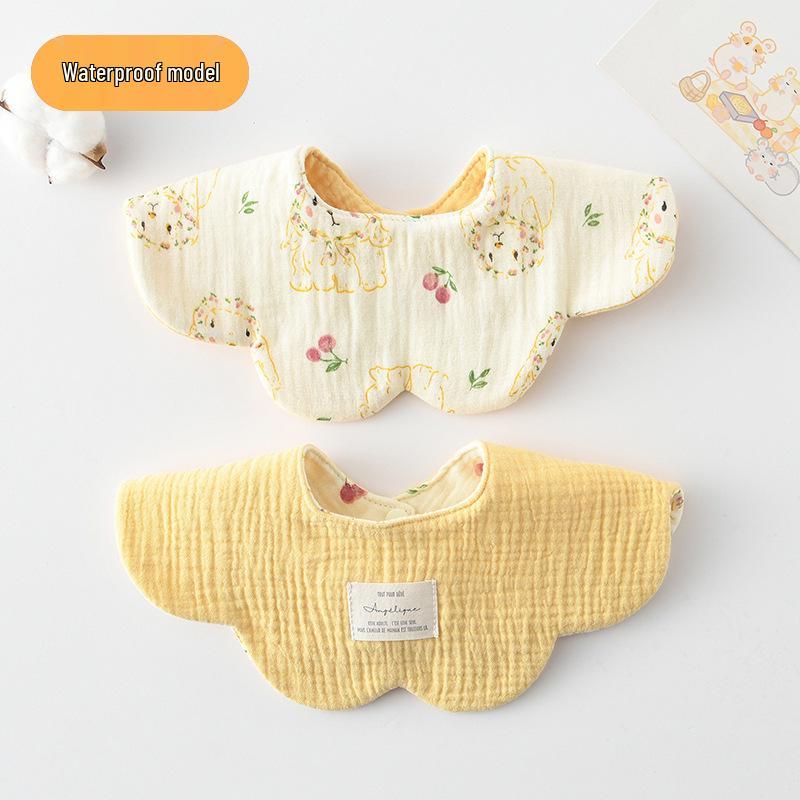 Dwustronny, wodoodporny śliniaczek dla niemowląt w stylu koreańskim z płatkami, wykonany w 100% z gazy bawełnianej